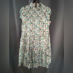 Maison Tara Floral dress with high ruched collar